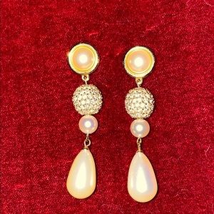 Pearl and crystal drop earrings